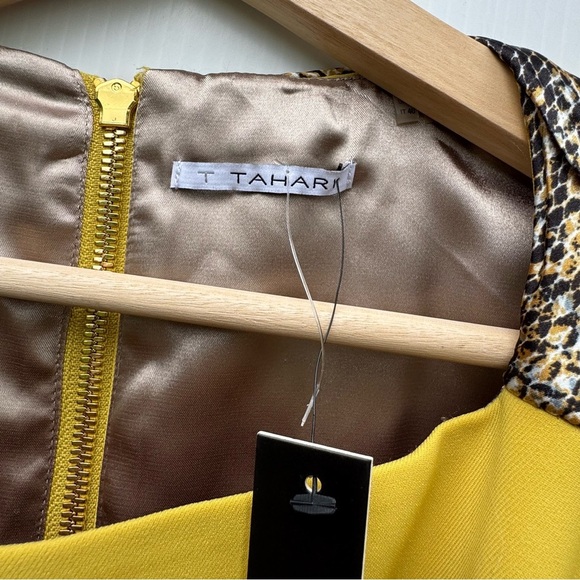 T Tahari Mustard Mini Dress with Embellished Shoulders - Picture 4 of 8